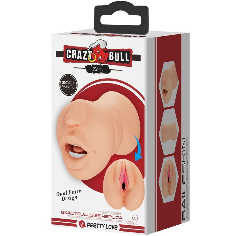 CRAZY BULL Zoey Masturbador Doble Entrada – Diseño Ergonómico Para Placer Intenso