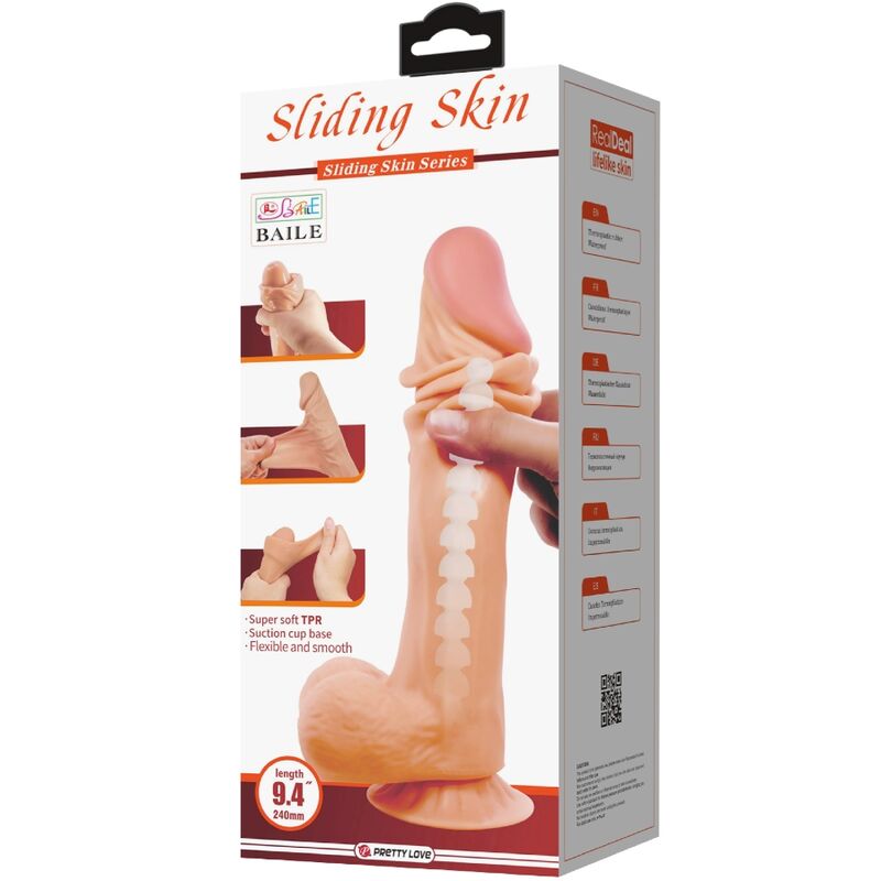 PRETTY LOVE Sliding Skin Series 24 CM – Dildo Realista Con Ventosa Para Uso Versátil