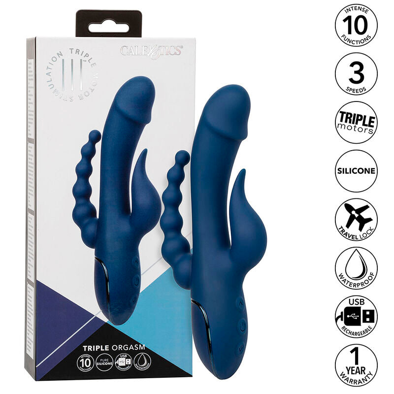Comprar CALEXOTICS Vibrador Triple Acción Azul – Masajeador Recargable Con Diseño Innovador-Noxtic