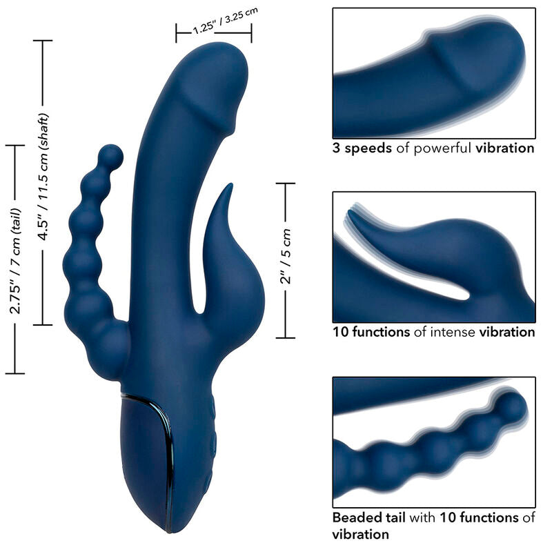Comprar CALEXOTICS Vibrador Triple Acción Azul – Masajeador Recargable Con Diseño Innovador-Noxtic