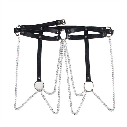 Comprar SUBBLIME Cinturón De Cadenas Anillas Cuero Negro – Diseño Elegante Para Un Toque Audaz-Noxtic