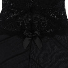 SUBBLIME - BABYDOLL TULLE FABRIC WITH LACE AND FLOWER DETAILS, BLACK S/M