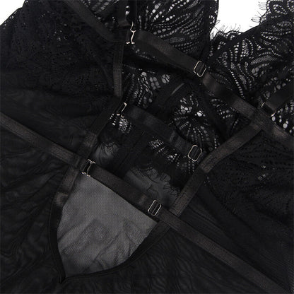 SUBBLIME Babydoll in pizzo nero con spalline regolabili SM – Design elegante per mettere in risalto la tua sensualità