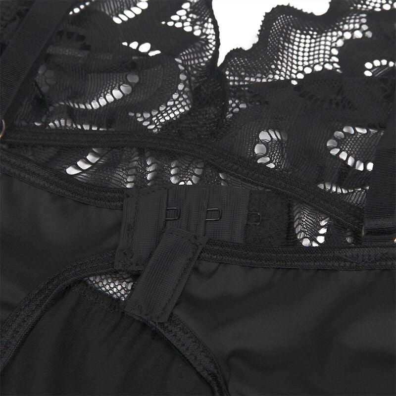 SUBBLIME - FLORAL PRINT BABYDOLL BLACK BREAST S/M