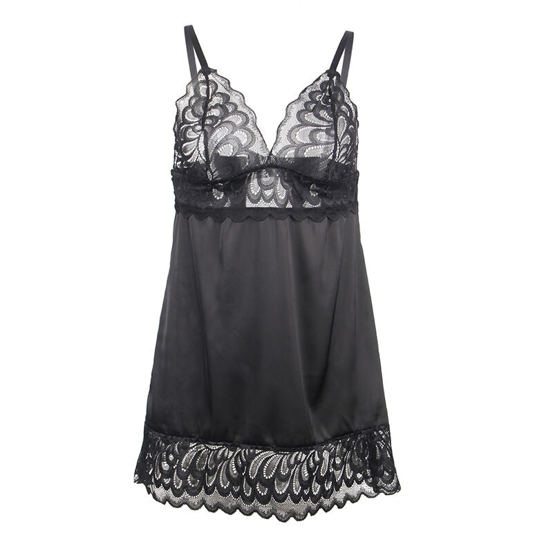 SUBBLIME - FLORAL PRINT BABYDOLL BLACK BREAST S/M