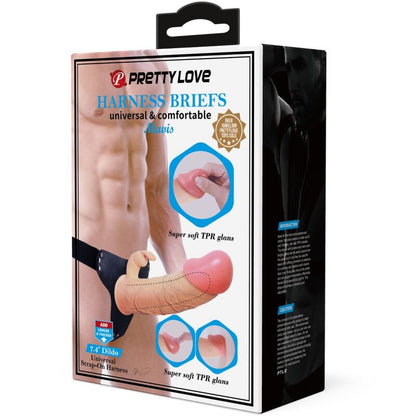 PRETTY LOVE - MAVIS HARNESS BRIEFS UNIVERSAL CON DILDO 19 CM NATURAL-PRETTY LOVE-Noxtic
