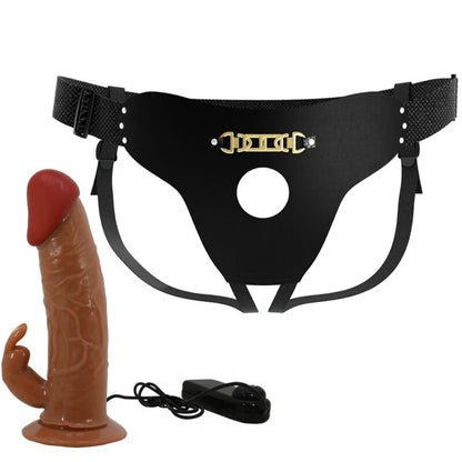 PRETTY LOVE - MARION HARNESS UNIVERSAL BRIEFS WITH VIBRATING DILDO 19 CM MULATTO