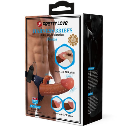 PRETTY LOVE - MARION HARNESS UNIVERSAL BRIEFS WITH VIBRATING DILDO 19 CM MULATTO