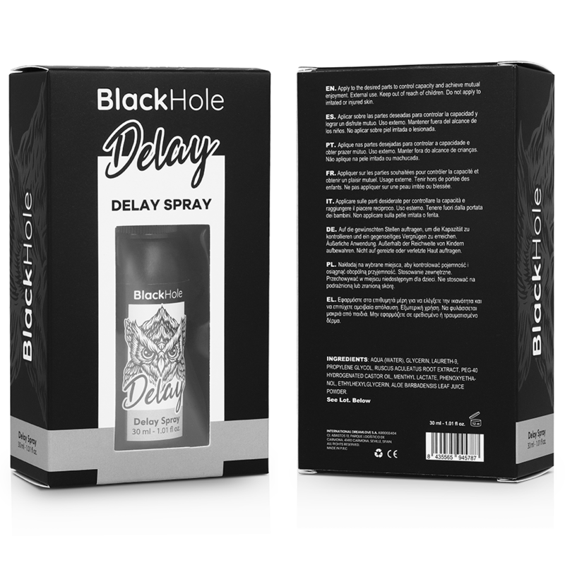 Spray ritardante BLACK HOLE Study Forte 30 ml – Prolunga il tuo tempo di piacere con comfort e sicurezza