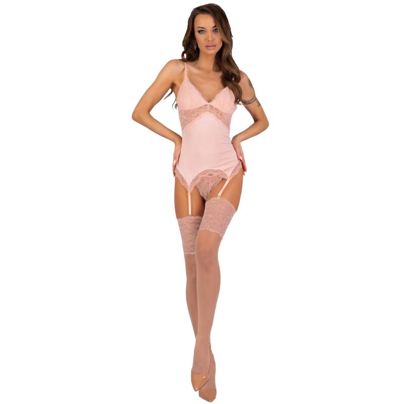 Comprar Livco Corsetti Fashion Persinne Peach Set – Conjunto Elegante Con Corset y Medias Sofisticadas-Noxtic