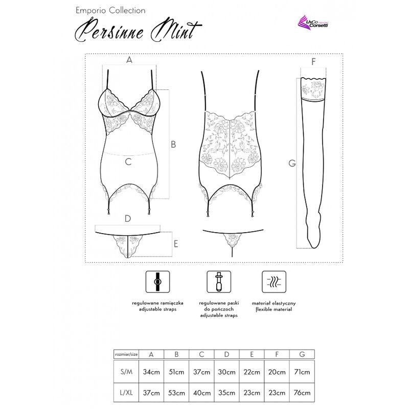 Completo di corsetto, slip e calze Persinne di Livco Corsetti Fashion: eleganza sofisticata per un'esperienza unica