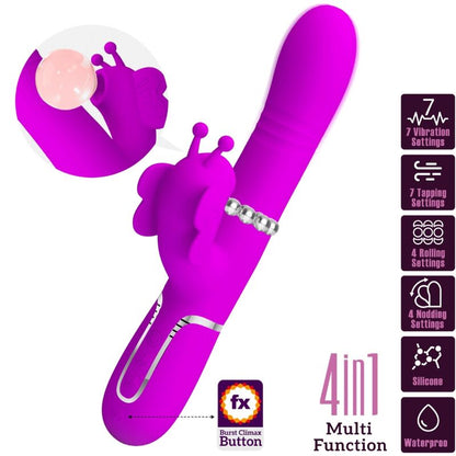 Pretty Love Vibratore Coniglio Multifunzione 4 in 1 Fucsia – Design Ergonomico per Esperienze Uniche