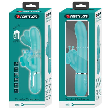 Comprar Pretty Love Vibrador Rabbit Multifunción 4 en 1 Verde Agua – Estimulación Dual Para Placer Intenso-Noxtic