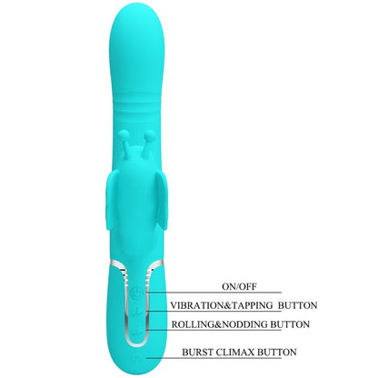 Comprar Pretty Love Vibrador Rabbit Multifunción 4 en 1 Verde Agua – Estimulación Dual Para Placer Intenso-Noxtic