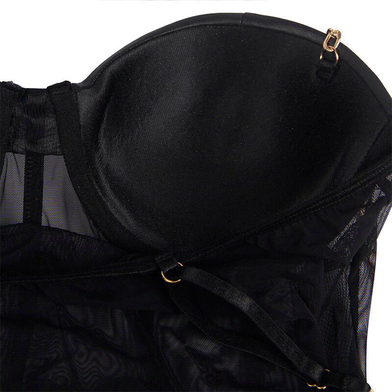 SUBBLIME - BLACK CHAIN STRAP BODYSUIT S/M