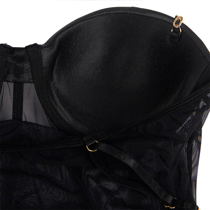 SUBBLIME - BLACK CHAIN STRAP BODYSUIT S/M