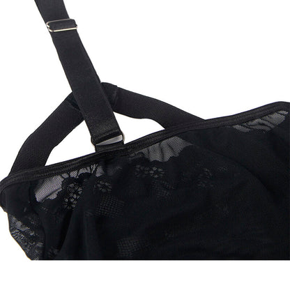 SUBBLIME - TEDDY WITH GARTER BELT AND STRAPS DETAIL ON THE CHEST, BLACK S/M