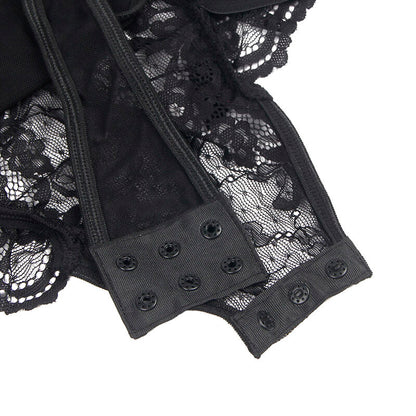 SUBBLIME - TEDDY WITH GARTER, LACE AND STRAPS DETAIL, BLACK S/M