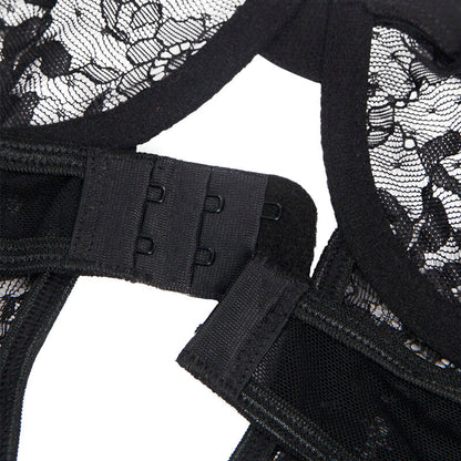 SUBBLIME - TEDDY WITH GARTER, LACE AND STRAPS DETAIL, BLACK S/M