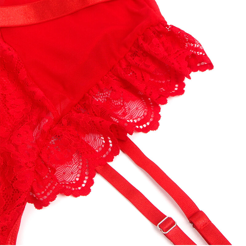 SUBBLIME Teddy Con Liga Detalle Encaje Y Tiras Rojo S/M – Lencería Elegante Para Realzar Tus Curvas