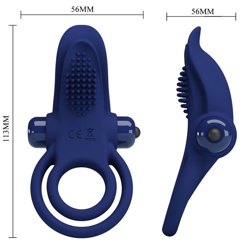 Pretty Love Bronson Doppio Anello Vibrante Blu – Stimolatore con 10 Modalità per il Piacere Condiviso