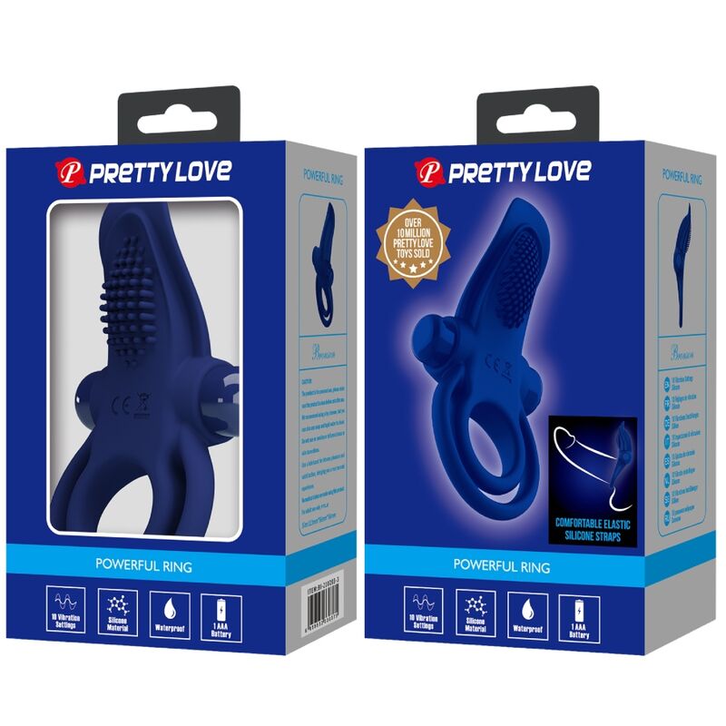 Pretty Love Bronson Doppio Anello Vibrante Blu – Stimolatore con 10 Modalità per il Piacere Condiviso
