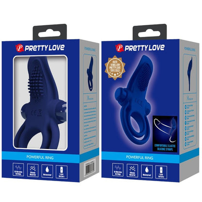 Pretty Love Bronson Doppio Anello Vibrante Blu – Stimolatore con 10 Modalità per il Piacere Condiviso
