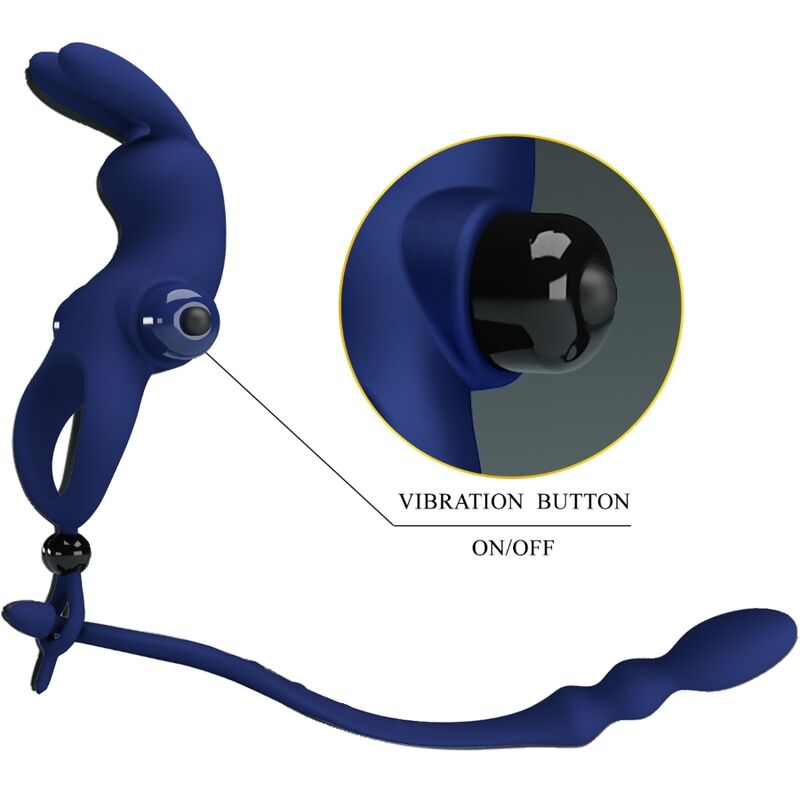 PRETTY LOVE Ayad Anillo Vibrador Rabbit Con Plug Azul – Diseño Innovador Para Placer Compartido