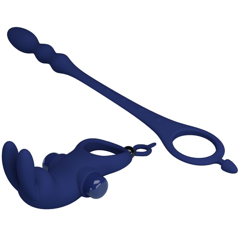 PRETTY LOVE Ayad Anillo Vibrador Rabbit Con Plug Azul – Diseño Innovador Para Placer Compartido