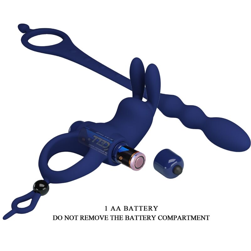 PRETTY LOVE Ayad Anillo Vibrador Rabbit Con Plug Azul – Diseño Innovador Para Placer Compartido