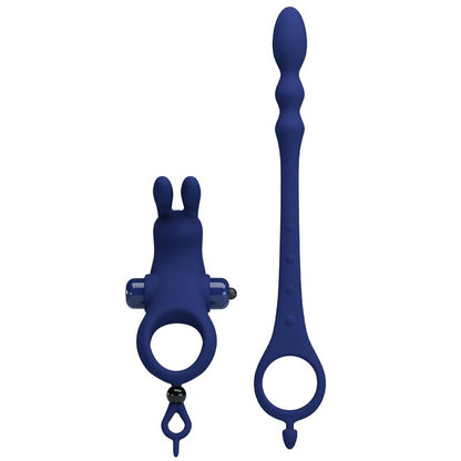 PRETTY LOVE Ayad Anillo Vibrador Rabbit Con Plug Azul – Diseño Innovador Para Placer Compartido