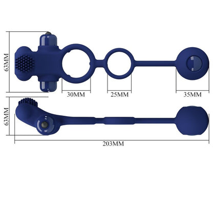 Pretty Love Remington Doble Anillo Vibrador Azul – Estimulación Dual Con Diseño Ergonómico Para Placer Compartido