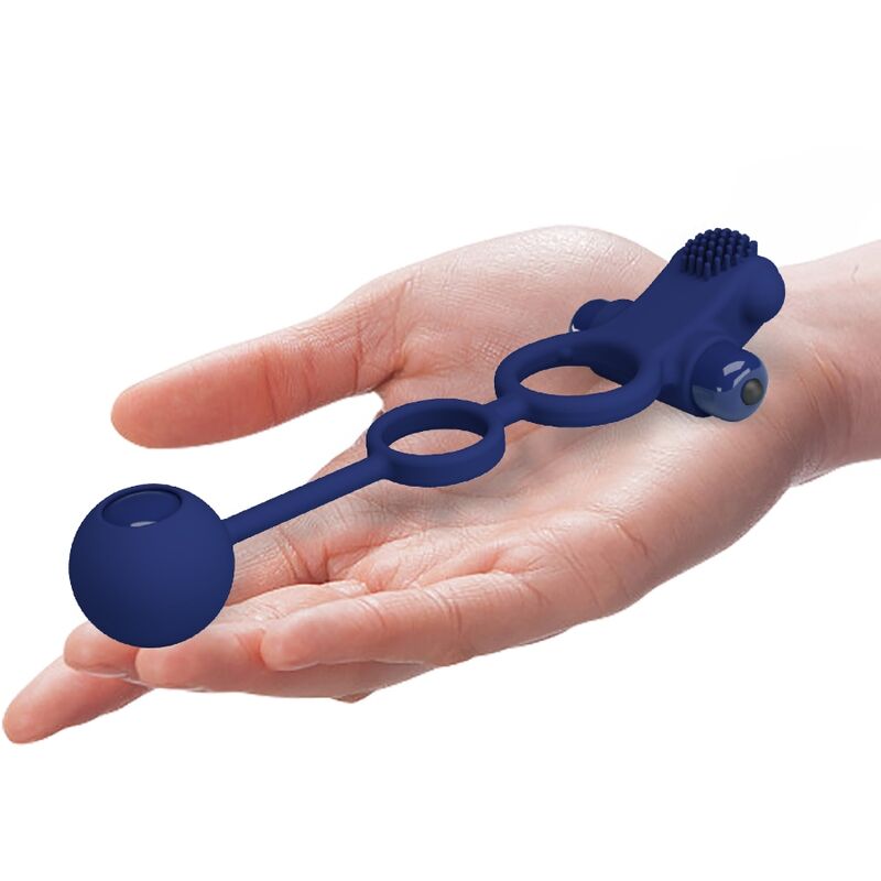 Pretty Love Remington Doble Anillo Vibrador Azul – Estimulación Dual Con Diseño Ergonómico Para Placer Compartido