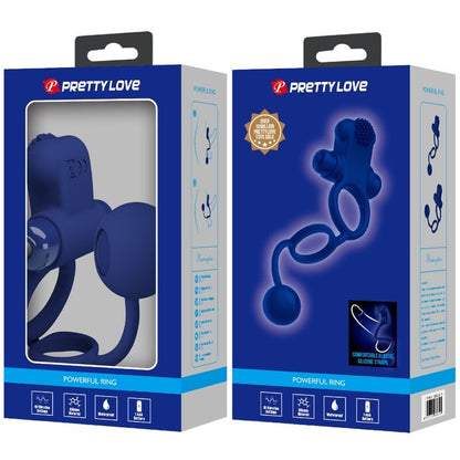 Pretty Love Remington Doble Anillo Vibrador Azul – Estimulación Dual Con Diseño Ergonómico Para Placer Compartido