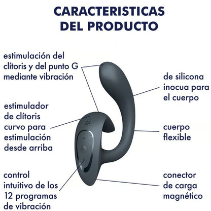 Satisfyer G For Goddess 1 Gris Oscuro – Vibrador Rabbit Con Doble Estimulación Y 12 Programas De Vibración