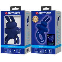 Pretty Love Darey Doppio Anello Vibrante a Forma di Coniglio Blu – Anello Stimolante con Silicone Morbido per un Maggiore Comfort