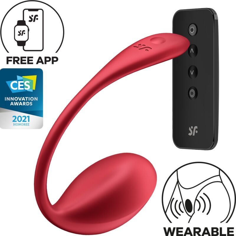 SATISFYER - STIMOLATORE PUNTO G A FORMA DI PETALO LUCIDO CON TELECOMANDO ROSSO E APP GRATUITA