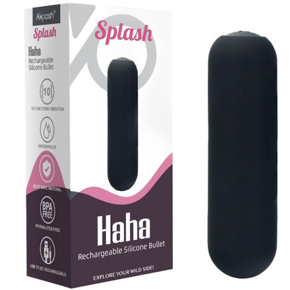 ARMONY - SPLASH HAHA SILICONE VIBRATING BULLET 10 VIBRATIONS 75 X 19 CM BLACK