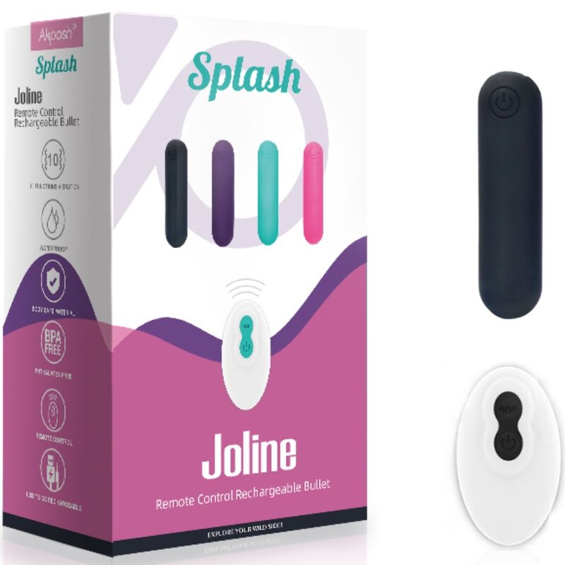ARMONY - SPLASH JOLINE SILICONE VIBRATING BULLET REMOTE CONTROL 10 VIBRATIONS 65 X 15 CM BLACK