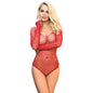 Comprar SUBBLIME Body De Rejilla Brillante Rojo – Diseño Seductor Con Hombros Descubiertos Y Manga Larga-Noxtic