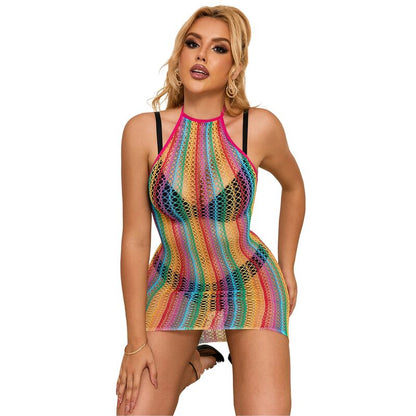SUBBLIME Vestido De Rejilla Arcoiris Talla Única – Diseño Ajustado Para Resaltar Tu Figura