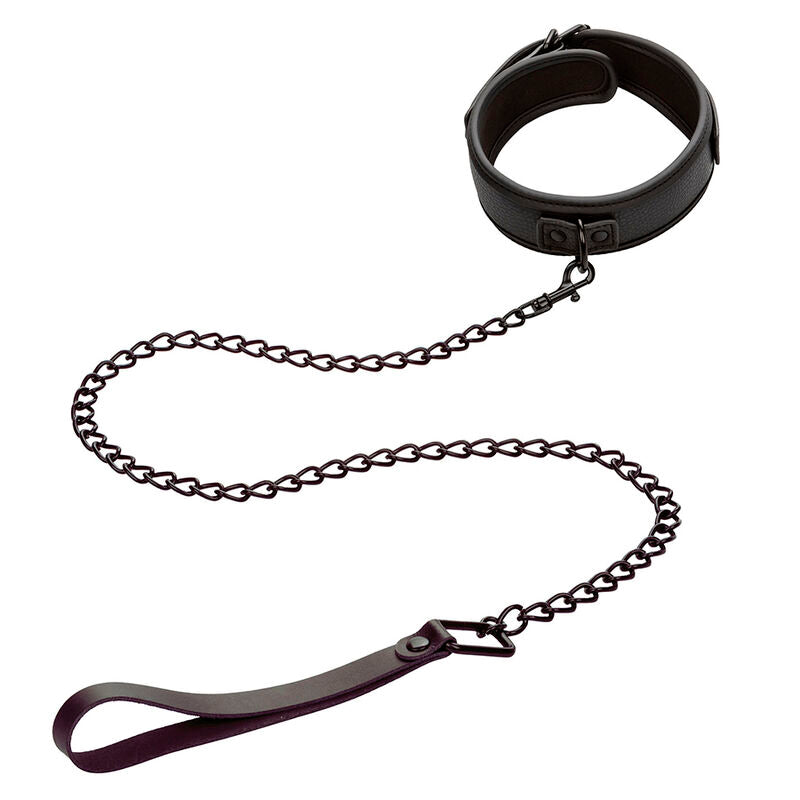 CALEXOTICS - NOCTURNAL COLLAR AND ADJUSTABLE BLACK LEATHER LEASH