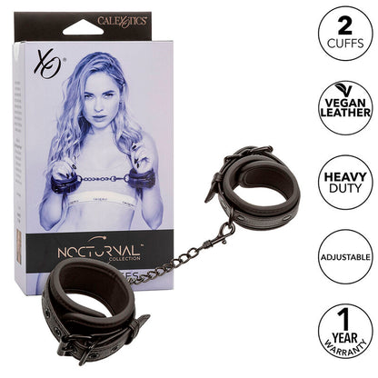 CALEXOTICS - NOCTURNAL ADJUSTABLE BLACK LEATHER HANDCUFFS