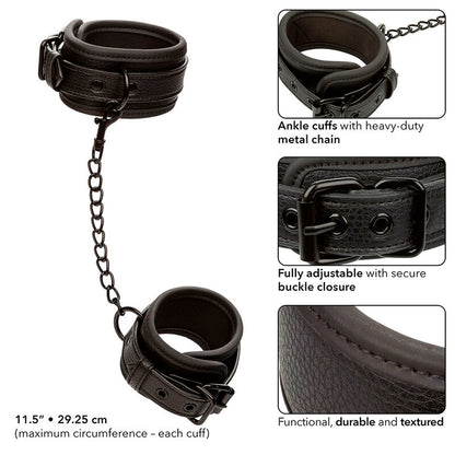 CALEXOTICS - NOCTURNAL ADJUSTABLE BLACK LEATHER ANKLE CUFFS