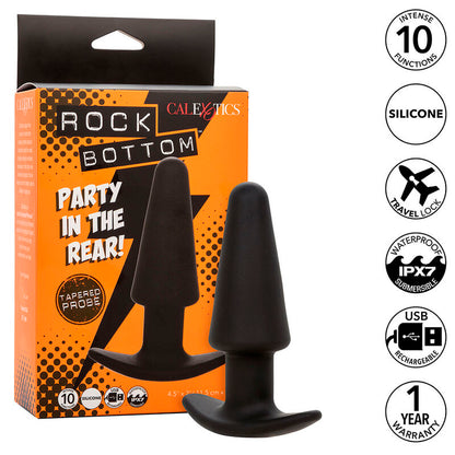 Calexotics Rock Bottom Plug Anal Cónico – Juguete De Silicona Médica Con 10 Funciones De Vibración