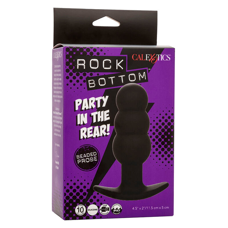 Calexotics Rock Bottom Plug Anal Con Cuentas – Juguete De Silicona Con 10 Funciones De Vibración