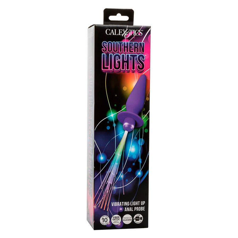 CALEXOTICS Southern Lights Light Up Plug – Stimolatore anale con 10 vibrazioni sincronizzate e luci