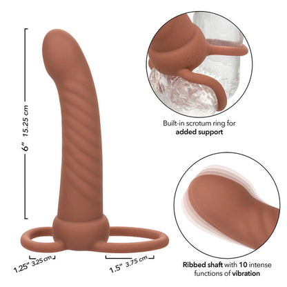 CALEXOTICS - MAXX DOUBLE RIBBED PENETRATOR 10 VIBRATIONS MULATTO