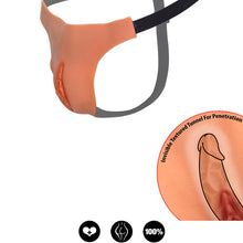 HIDDEN DESIRE - ALTER EGO ADJUSTABLE OPEN VAGINA THONG NATURAL