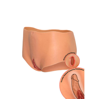 HIDDEN DESIRE - ALTER EGO OPEN VAGINA AND ANUS PANTIES, NATURAL MID-WAIST